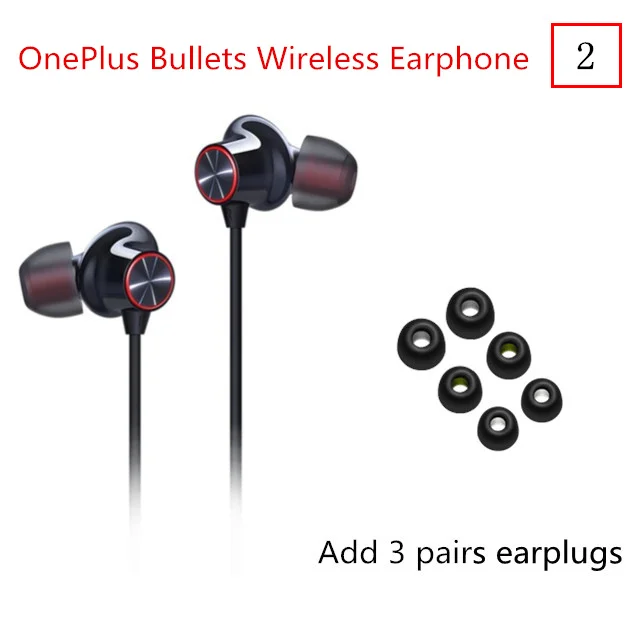 Оригинальные беспроводные наушники OnePlus Bullets 2 AptX Hybrid с магнитным управлением Быстрая зарядка Google Assistant для Oneplus 7 Pro - Цвет: black add plugs