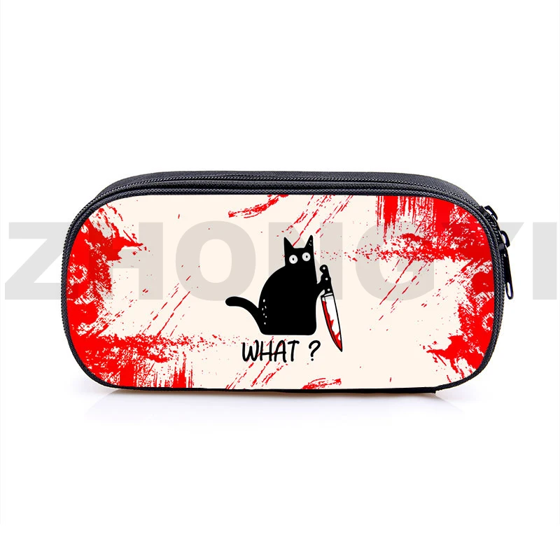 

Anime Cute 3D Cat What Pencil Case Cool Fashion Cartoon Student Children Pencil Pouch Canvas Female Unisex Lipstick Makeup Bags