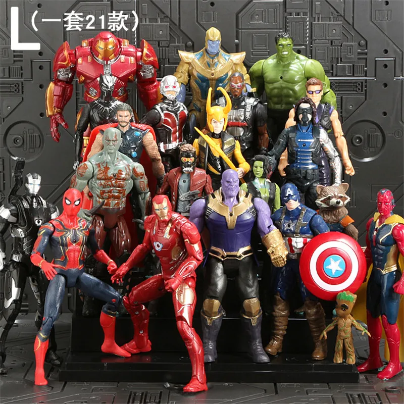 

Avengers Figure Super Heroes Superman Batman Hulk Captain America Thor Iron Man NEW Hot Sale PVC Action Figure Marvel 21Pcs/Set