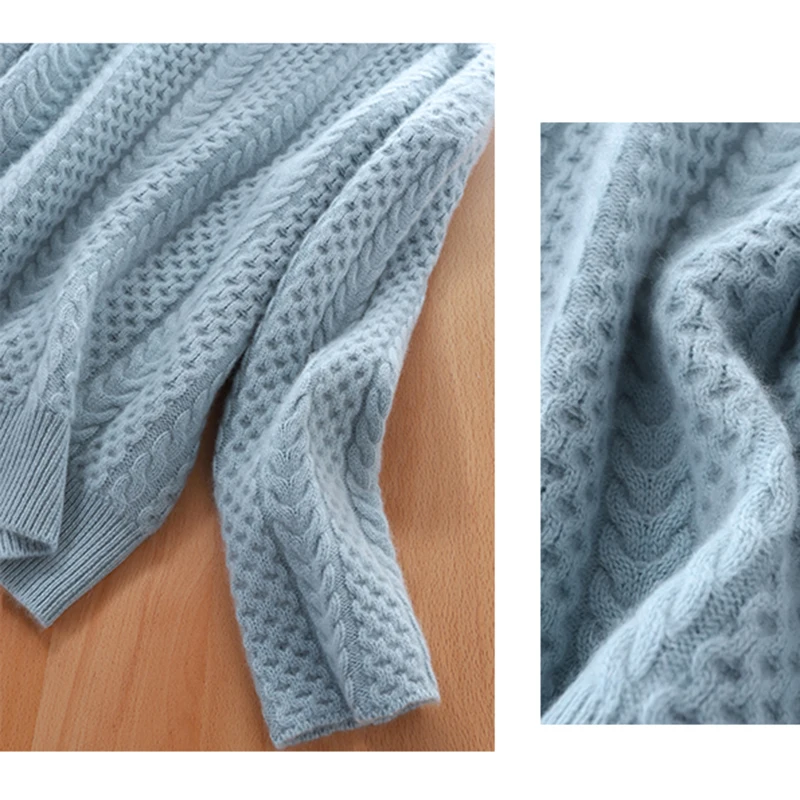 Женский толстый кашемировый свитер плотный мягкий теплый свободного покроя