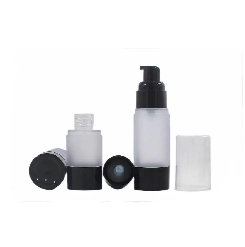 15 мл матовый черный пластиковый безвоздушный флакон