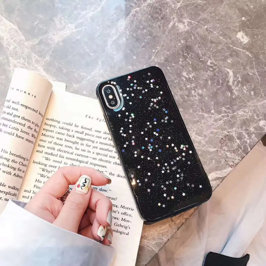 Эпоксидная задняя крышка со звездами для iPhone 6s X XS Max Xr 7 plus 8 11 Pro MAX полноразмерный