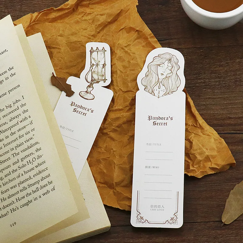 

30pcs Vintage Paper Bookmark Writable Book Holder Message Card Student Boy Girl Reader School Office Cute Clip Stationery Gift