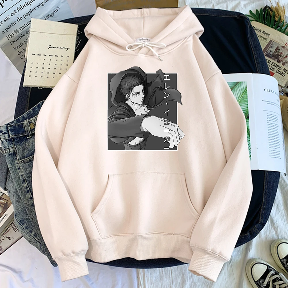 

Women Hoodie Anime Attack On Titan Eren Jaeger Print Sweatshirt Woman Sport Oversize Winter Fleece Japan Manga Women Long-Sleeve