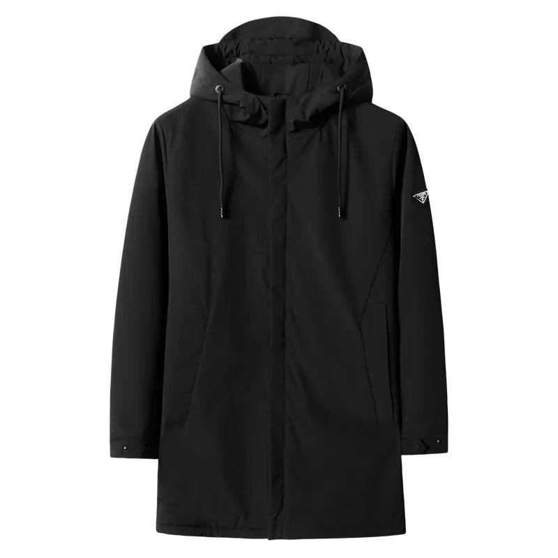 

Long cotton padded clothes men's fattening plus size hooded thickened windbreaker cotton padded clothes fashion fat loose coat