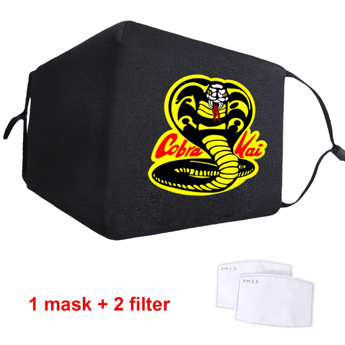 

Cobra Kai Cartoon Face Masks Washable Dustproof Male Adjustable PM2.5 Activated Carbon Filter Paper Mask Breathable New Masque