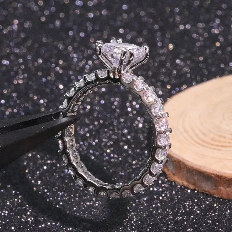 T759 925 Silver ring stets For Women 2 carat 8MM cushion Cubic Zirconia Stone sets | Украшения и аксессуары