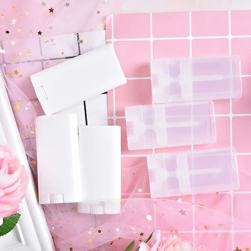 

Practical 10PCS/Lot Plastic Lip Tube Empty DIY Oval Balm Portable Deodorant Containers Clear White Lipstick Fashion Party Gift