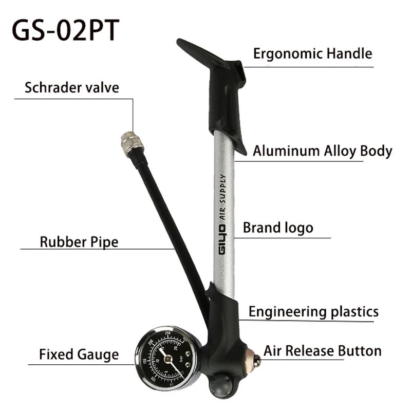 Насос GIYO GS-02D/PT высокого давления складной велосипедный воздушный амортизатор