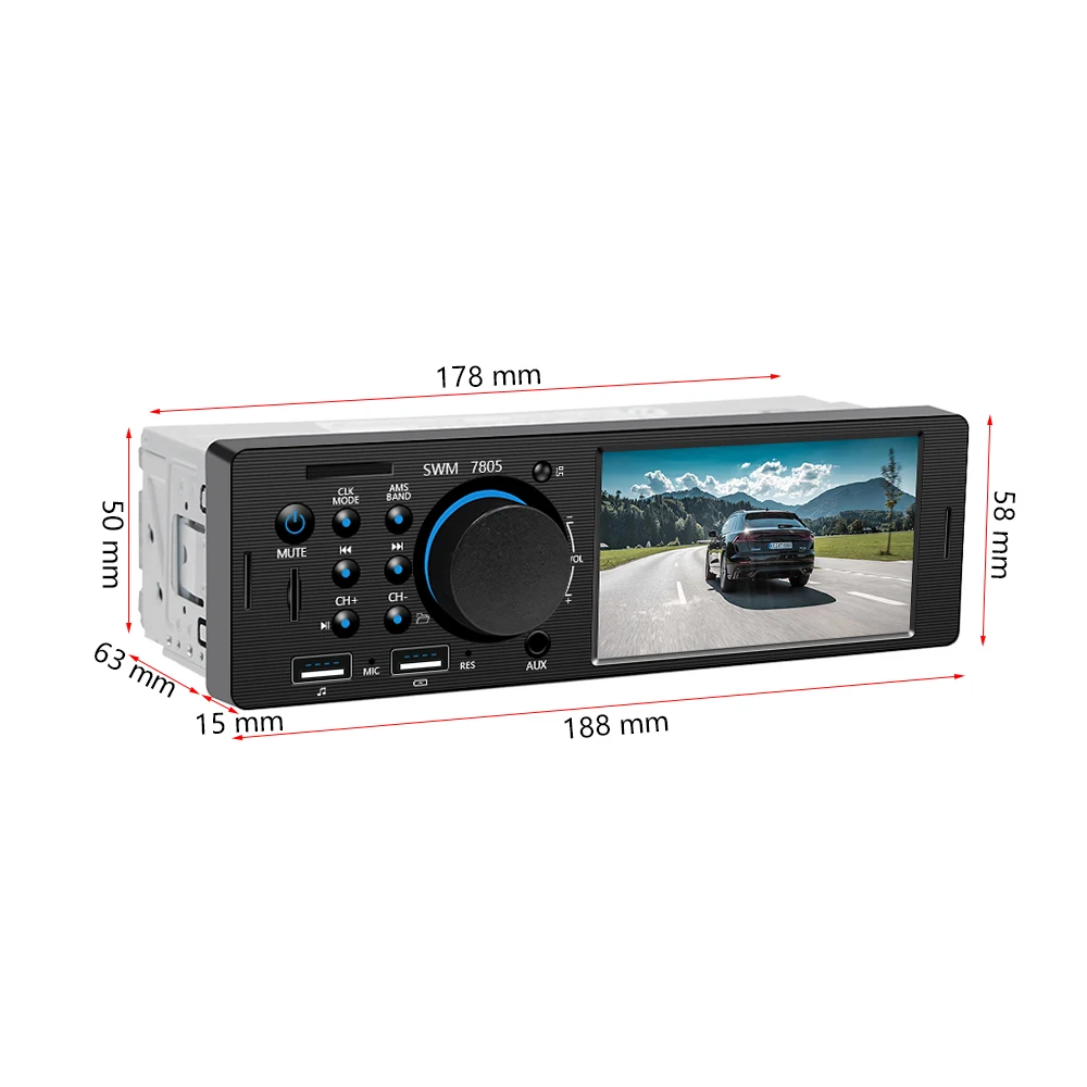 Автомагнитола LeeKooLuu 1DIN 4 дюйма TFT сенсорный экран Bluetooth AUX USB TF поддержка задней