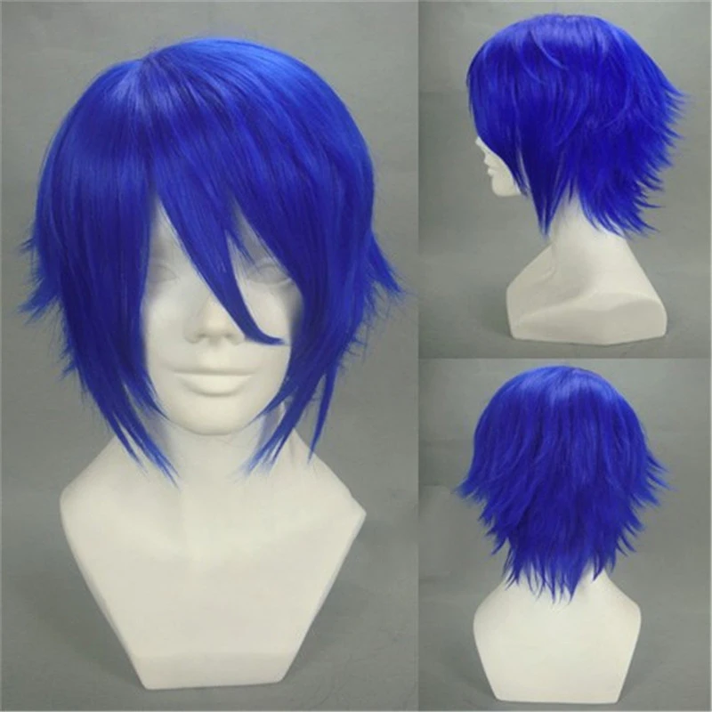 

Anime Vocaloid Kaito Wig Cosplay Costume Blue Short Heat-resistant Fiber Synthetic Hair Peruca Role Play Wigs