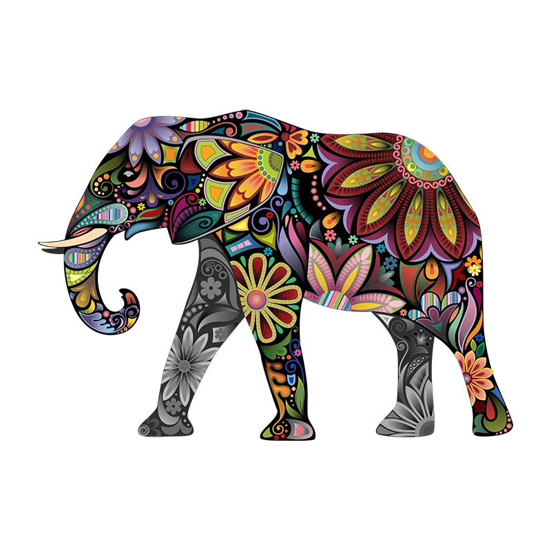 Three Ratels CHT19 Exotic art stickers Classic colorful elephant wall sticker art for bedroom home decoration accessories
