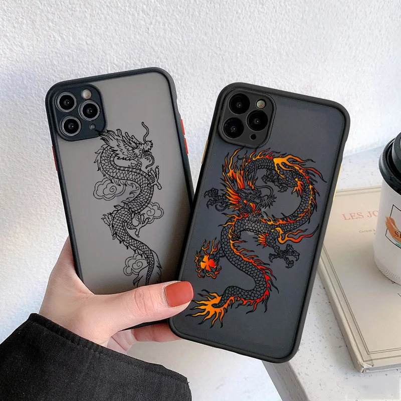 black dragon phone case for iphone 11 7 8 plus x xr xs 12 13 pro max plus se 2020 fashion animal hard pc back cover funda shell free global shipping