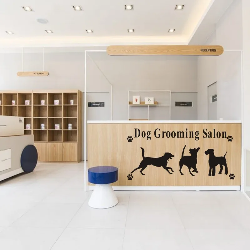 Стрижка собак Салон Наклейка Зоомагазин Стикер Стены Плакаты Виниловые