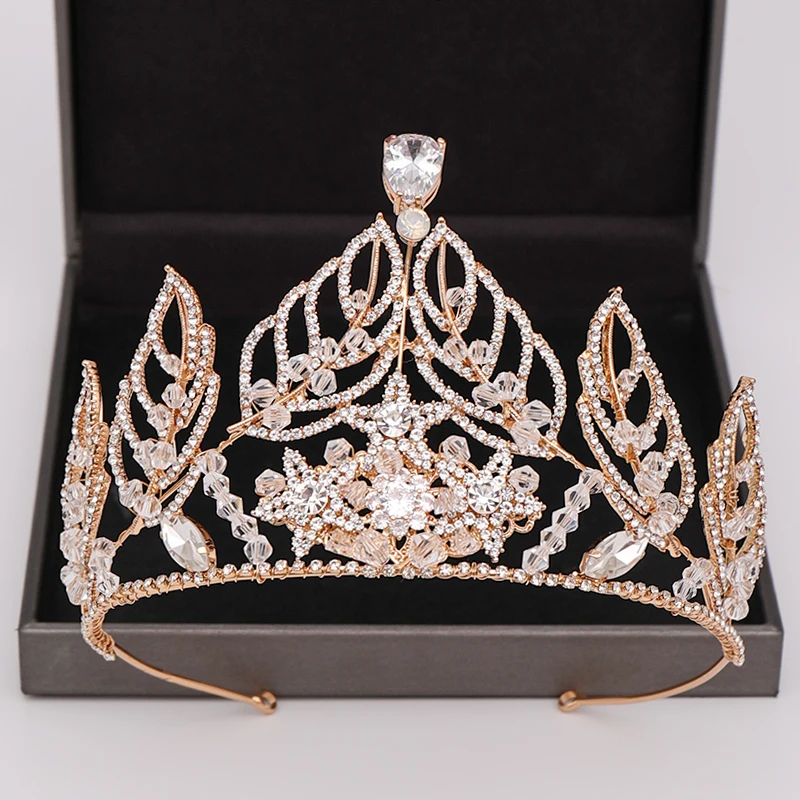 Элегантная Золотая диадема винтажные хрустальные большие диадемы и короны в