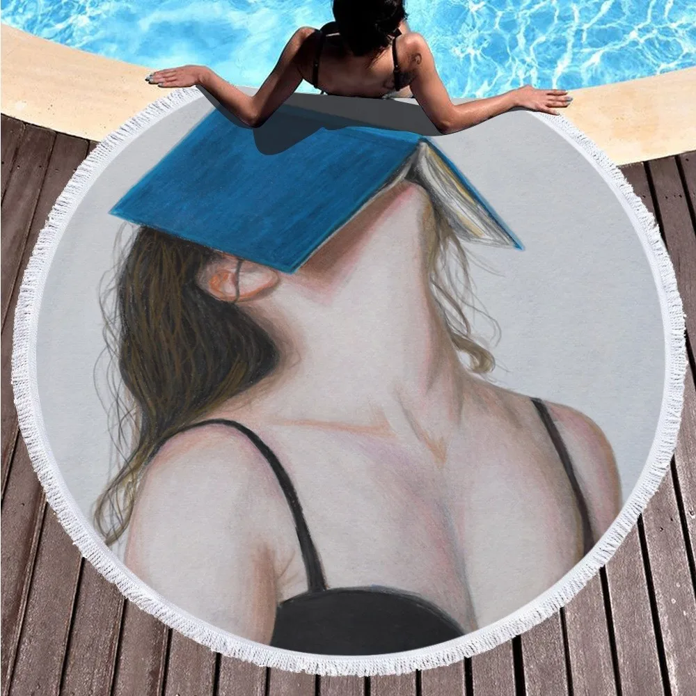 2019 Boho пляжное полотенце с принтом тропических растений из микрофибры круглое для