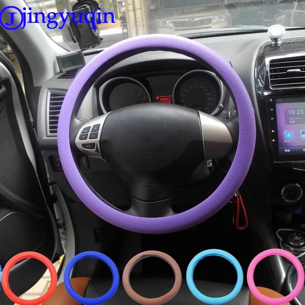 

Jingyuqin 10 цветов для всех автомобилей Автомобильные силиконовые чехлы для рулевого колеса мягкие чехлы для рулевого колеса универсальные акс...