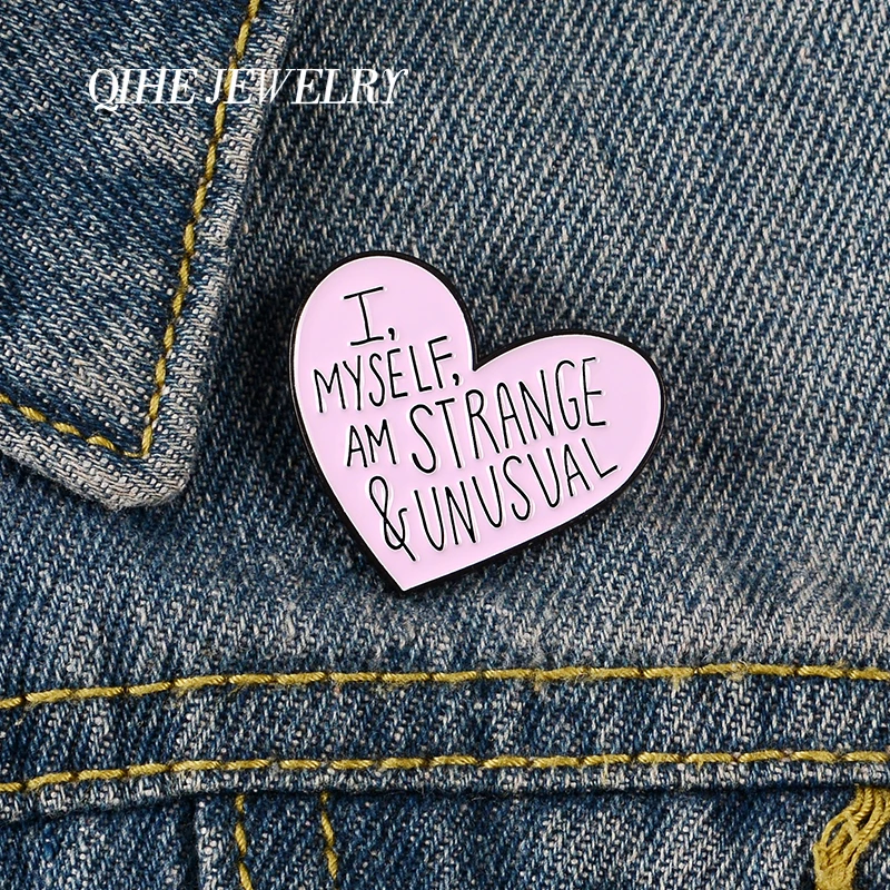 QIHE ювелирные изделия розовый любовь броши с сердечком шпильки я странно но