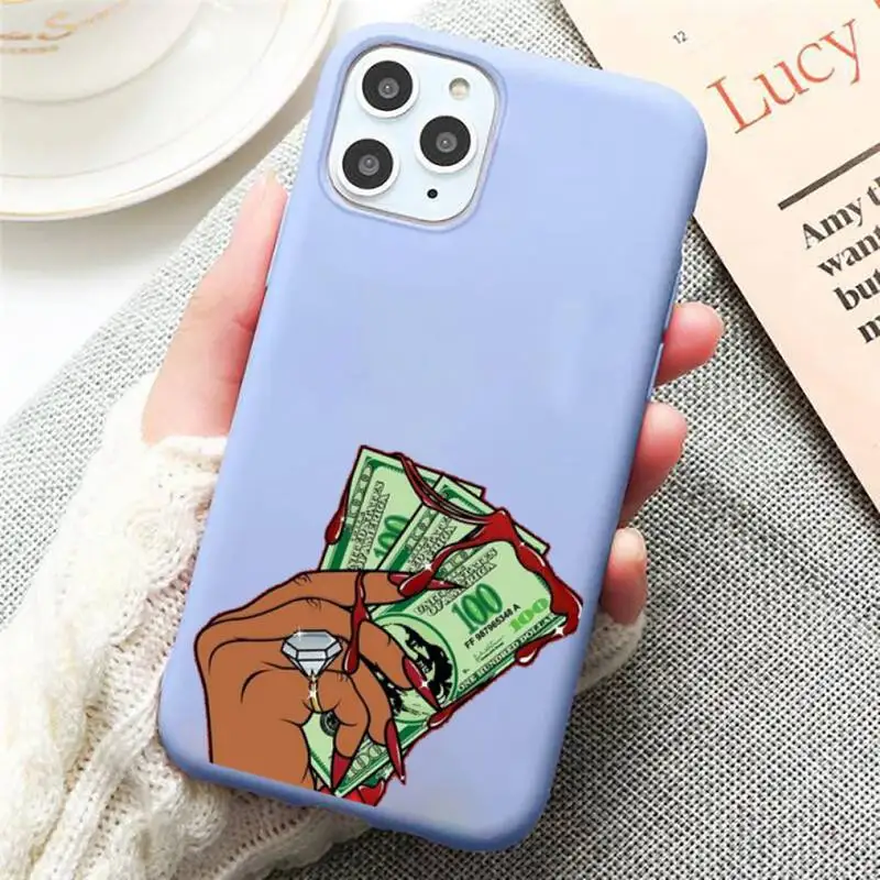 

Afro Girls Black Women Customer Phone Case Candy Color for iPhone 6 7 8 11 12 s mini pro X XS XR MAX Plus