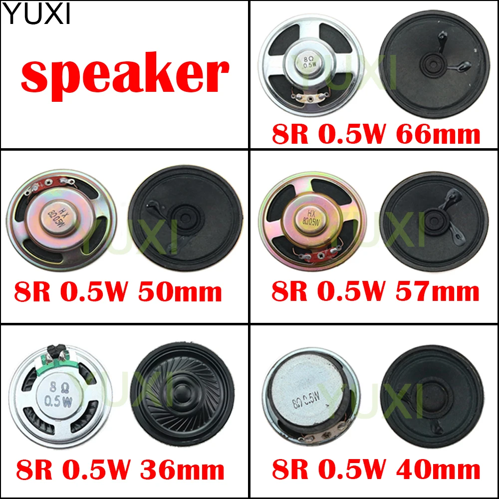

YUXI Speaker 8ohm 0.5W 36 40 50 57 66 mm square portable audio speaker unit for home theater speaker DIY