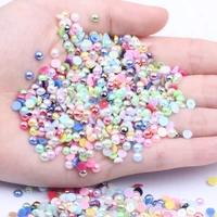 4mm 1000pcs half round beads many ab colors flatback loose imitation craft glue on resin pearls for jewelry nail tips decoration