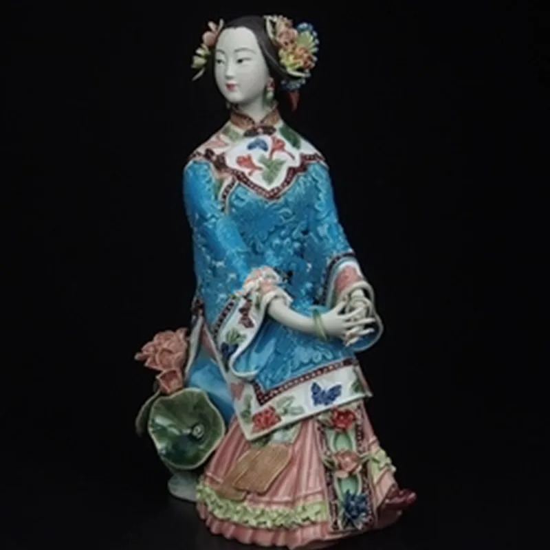 

CLASSICAL MAIDENFORM FIGURES STATUE SUMMER LOTUS FLOWER CREATIVE CRAFTWORK HOTEL DECORATION G1296