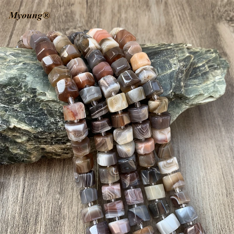 

Genuine Botswana Agates Wheel Nugget Beads,Natural Stone Faceted Space Loose Beads For DIY Jewelry MY210616