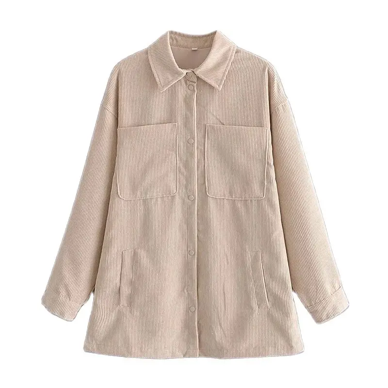 

Women 2021za New Shirt Autumn Ins Loose Versatile Corduroy Shirt Women's Solid Color Casual Long Sleeve Shirt Coat chic tops