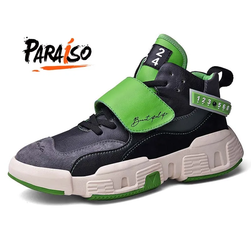 PARAISO мужская спортивная обувь контрастного цвета кроссовки повседневные кожаные