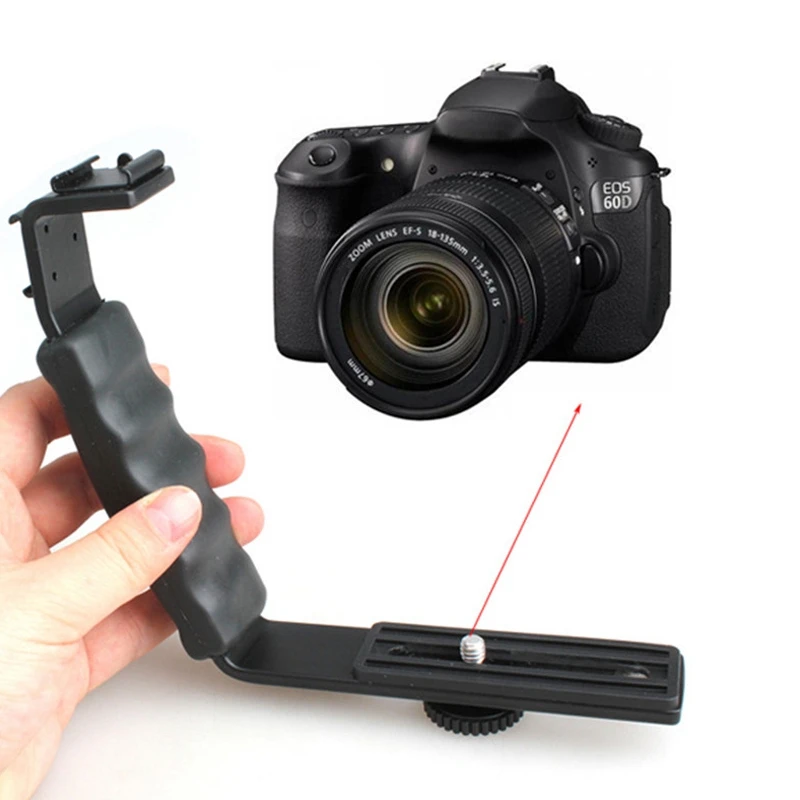 

1 Pcs L-Angle 2 Flash Stand Dv Stand Tray Double Hot Shoe Flash Stand & 1 Pcs Mini Ball Head with Hot Shoe Mount Adapter