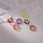 Модное прозрачное акриловое цветное кольцо с фруктами, женское креативное кольцо, вечерние