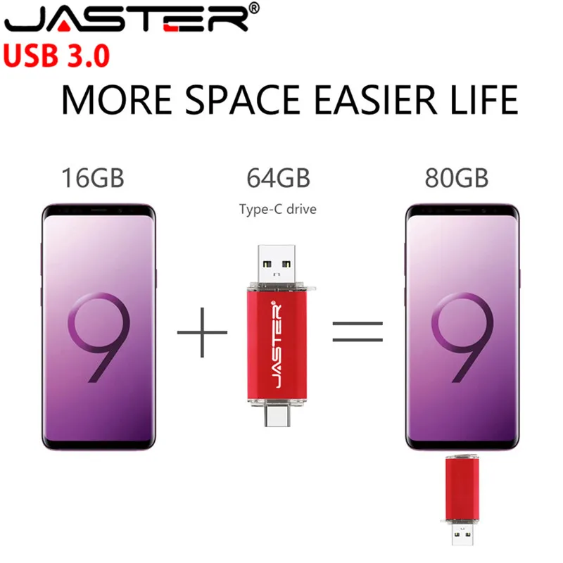 USB-флеш-накопитель JASTER OTG Type-C USB 3 0/3 1 32/16 ГБ | Компьютеры и офис