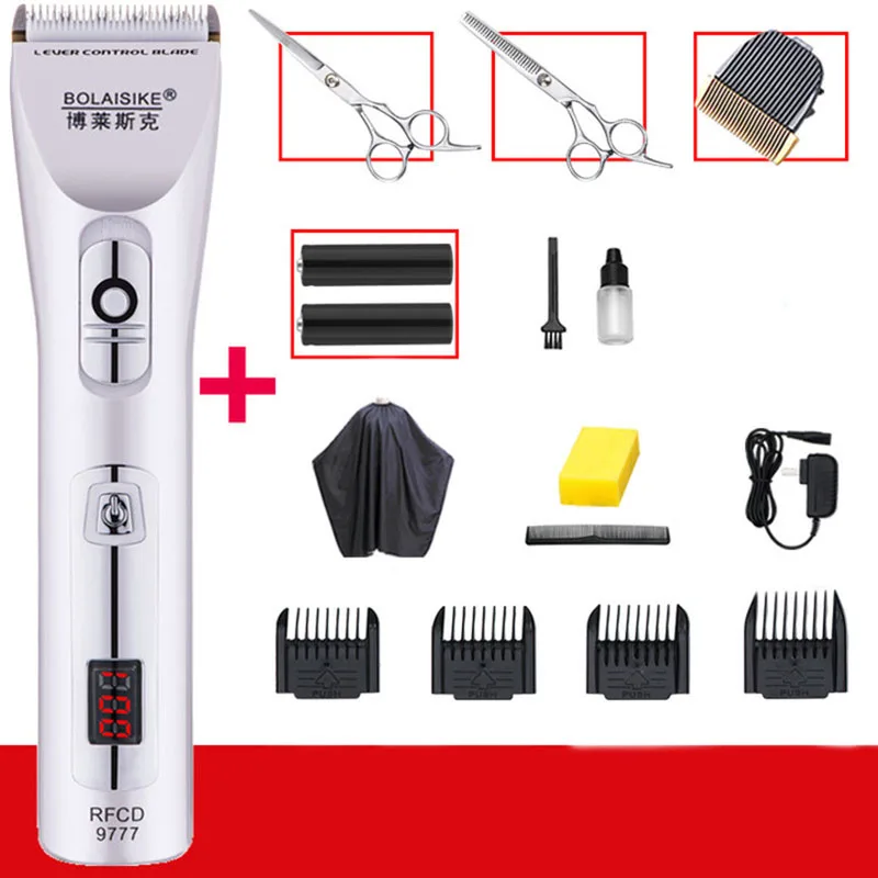 

2021 Barber Hair Clipper for Hairdressers, Lithium Battery LCD Ceramic Head, Silent Charging Hair Clipper, Trimmer for Men