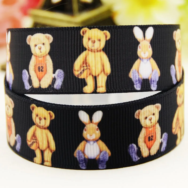 

22mm 25mm 38mm 75mm Bear cartoon printed Grosgrain Ribbon party decoration 10 Yards X-04559