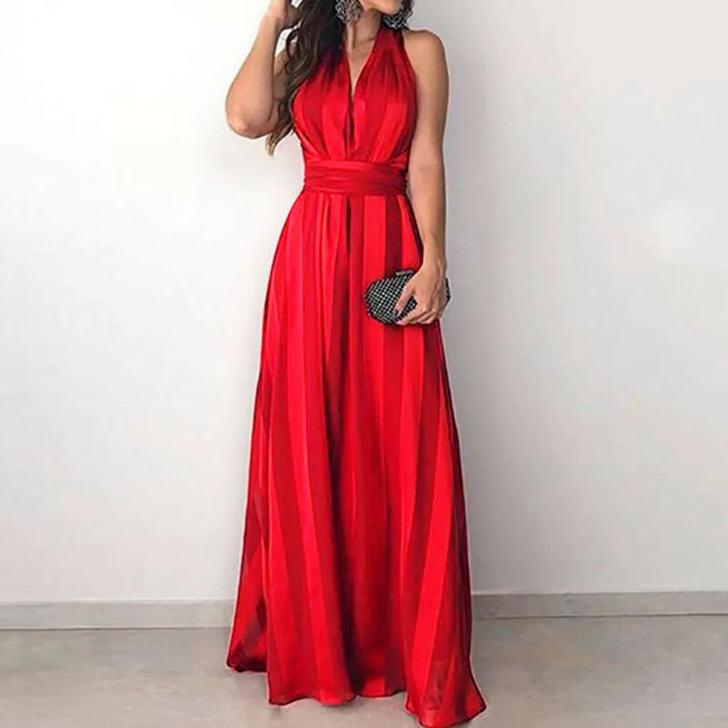 Длинное платье с открытой спиной и V образным вырезом весеннее праздничное