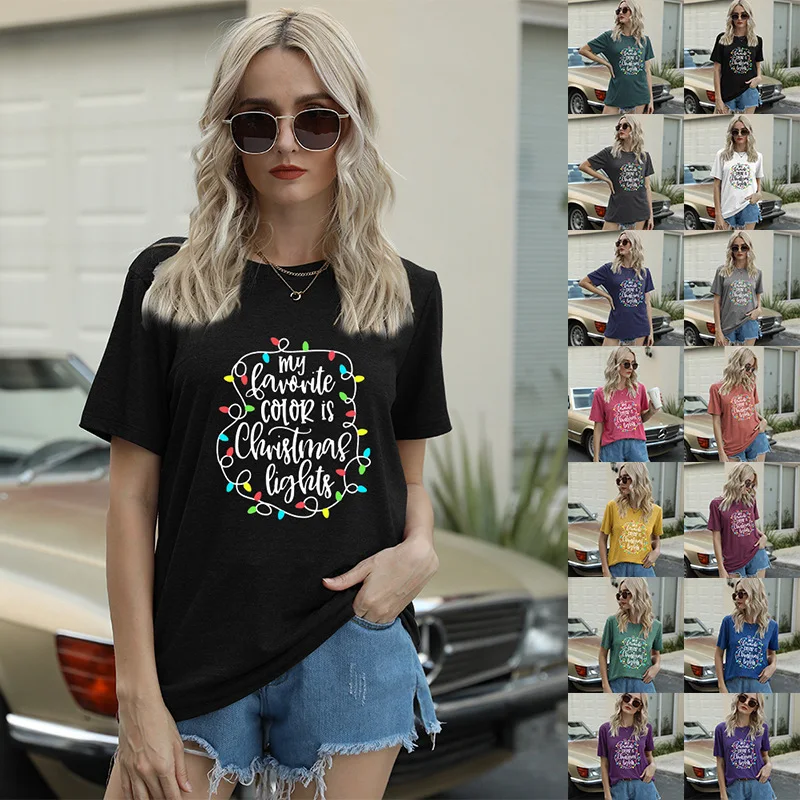 

Рождественская футболка со вкусом Хэллоуина, дизайнерский интересный топ с рождественским принтом, футболка с круглым вырезом и коротким р...