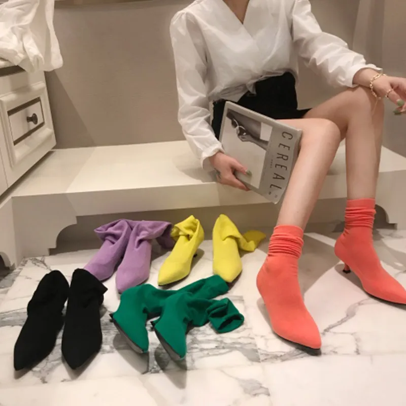 MONMOIRA/эластичные вязаные носки на каблуке рюмочке женские пикантные зимние