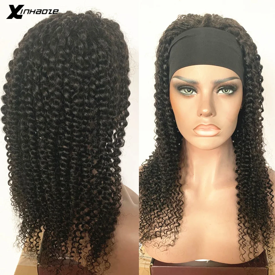 Кудрявая головная повязка искусственные безклеевые человеческие волосы для