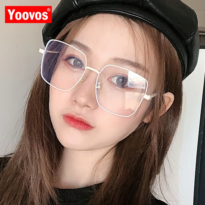 

Yoovos Square Women Glasses Frame Metal Eyeglasses Frame For Women Optical Eyewear Brand Designer Women Anti Blue Light Okulary