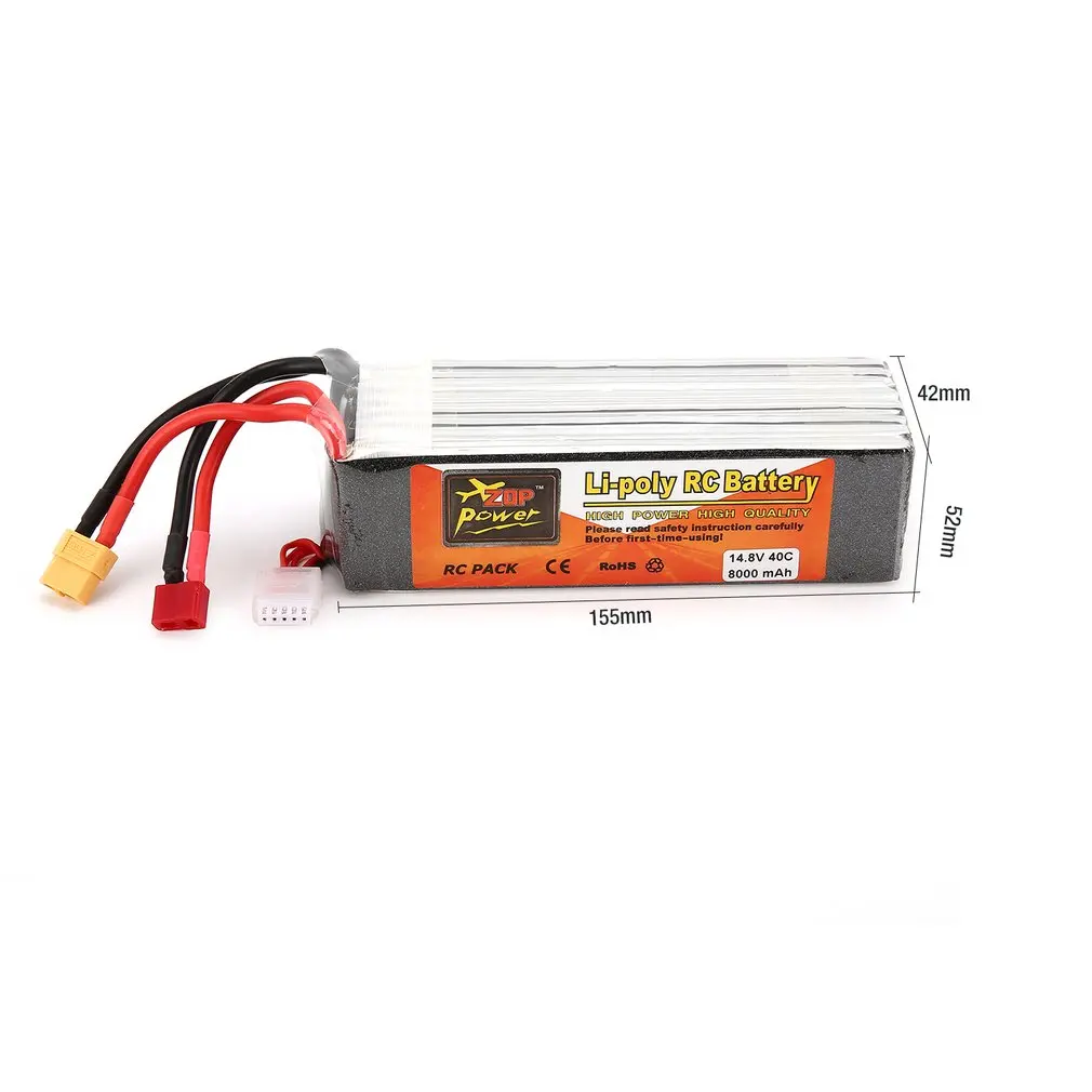 ZOP Мощность 14,8 V 30C 40C 45C 65C 3300 мА/ч, 5000 мА/ч, 5500 мА/ч, 7000 мА/ч, 8000 мА/ч, 6000 мА/ч, 4S 1P Lipo Батарея XT60 разъем для Радиоуправляемый Дрон, автомобиль tz