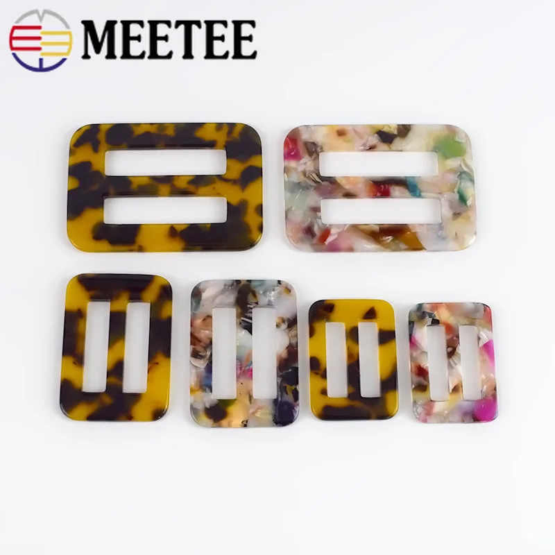 Meetee 5 шт. 17/21/25/35 мм Полимерная Тройная скользящая Пряжка Модные леопардовые