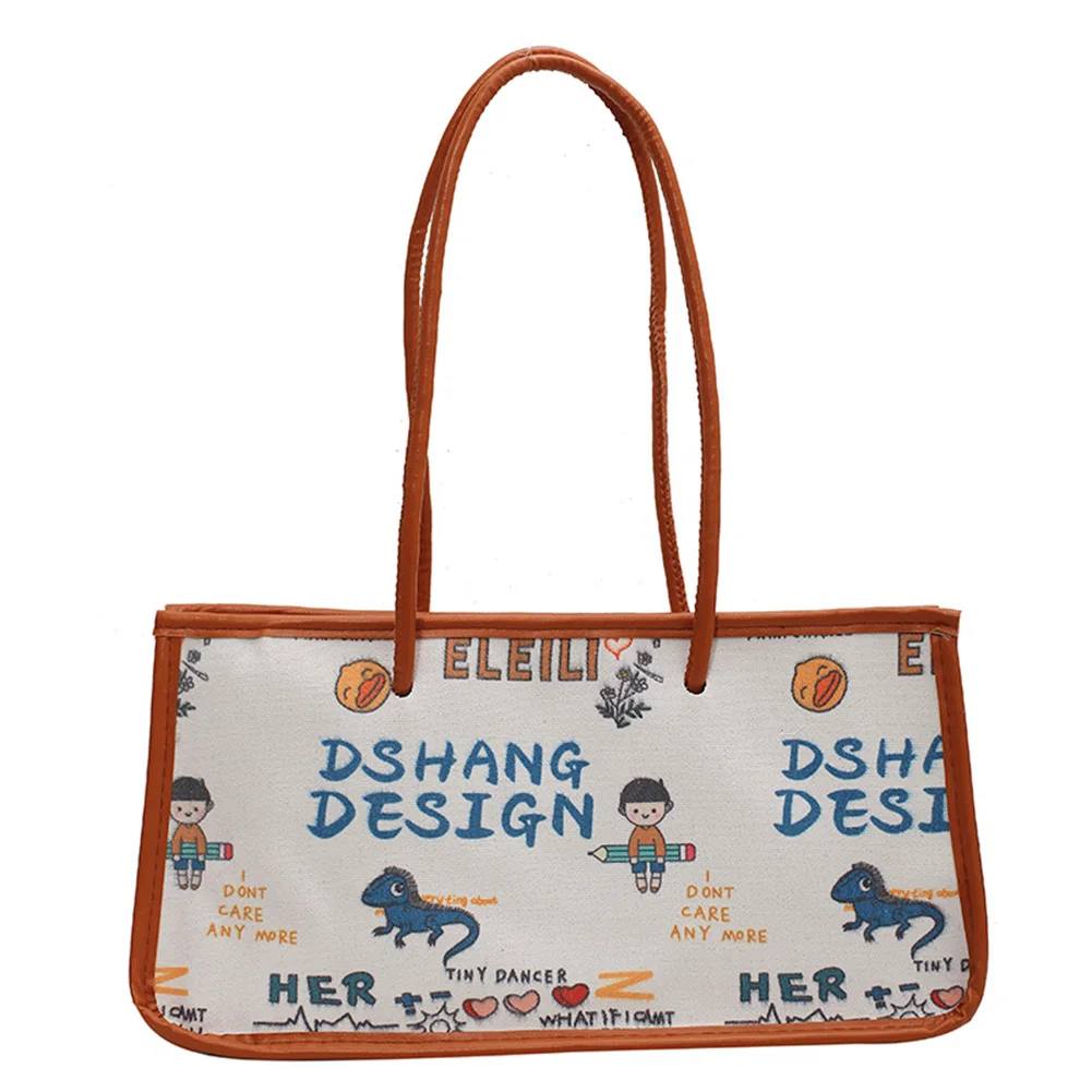 

Women Vintage Graffiti Print Shoulder Bag Canvas Large Capacity Tote Handbags Leisure Women Chain Bag for Gifts