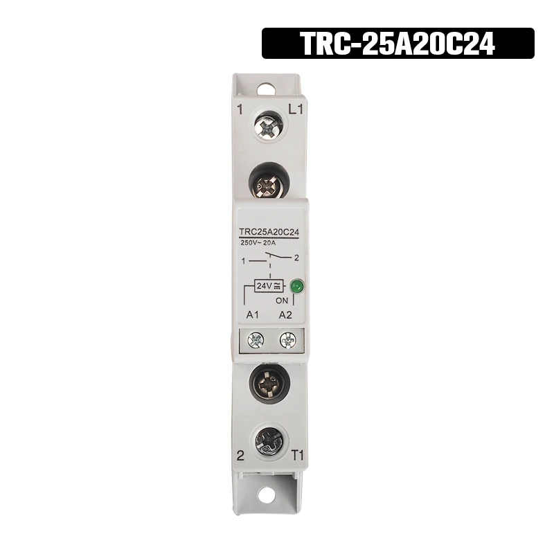 TRC-25A20C24 High Power Din Rail Relay 24VDC/AC 20mA Input 250VAC 20A Output Soft Starting Electromagnetic Contact Module | Обустройство