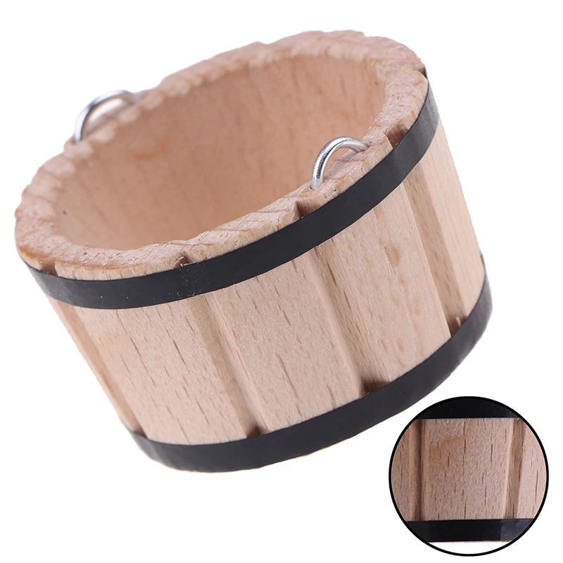

1:12 Dollhouse Miniatures Wooden Basin Wooden Barrel Furniture Accessories