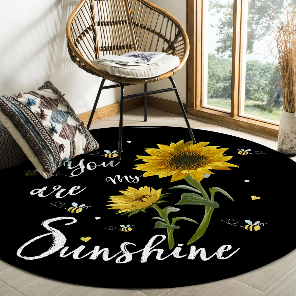 You Are My Sunshine Подсолнухи пчела круглые ковры для гостиной спальни кресла коврик
