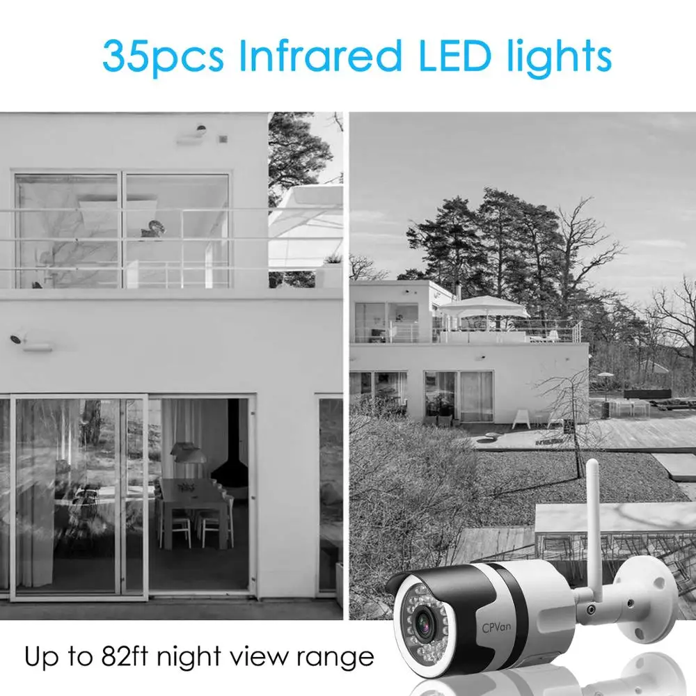 CPVan IP камера для наружной безопасности IP66 Водонепроницаемая HD Android IOS WiFi Bullet
