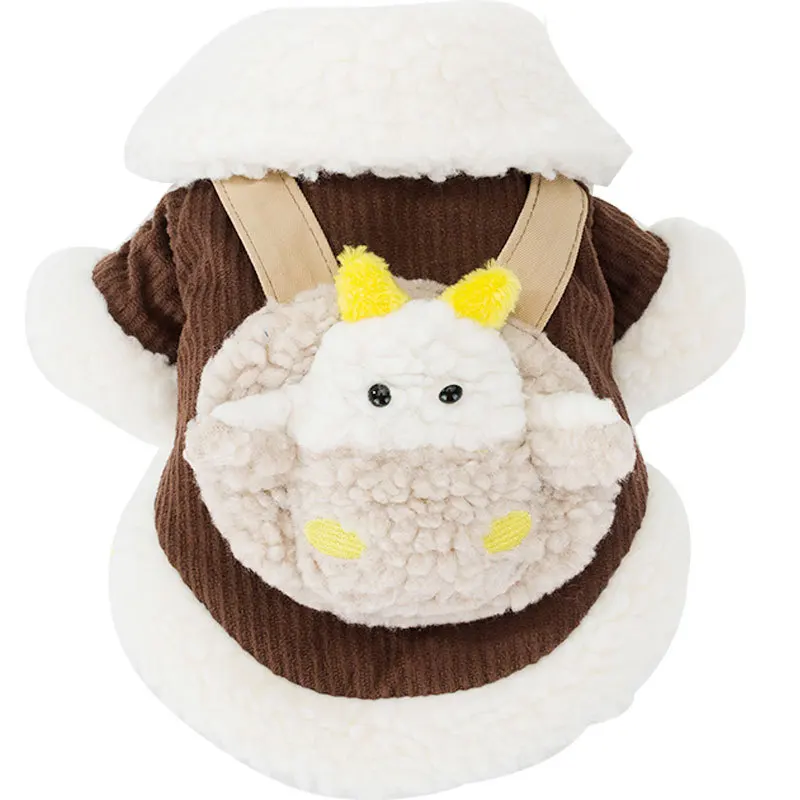 

New Autumn and Winter Thickened Warm Dog Cartoon Padded Coat Two-legged Corduroy Small Dog Pet Clothes Skin-friendly Soft 2021