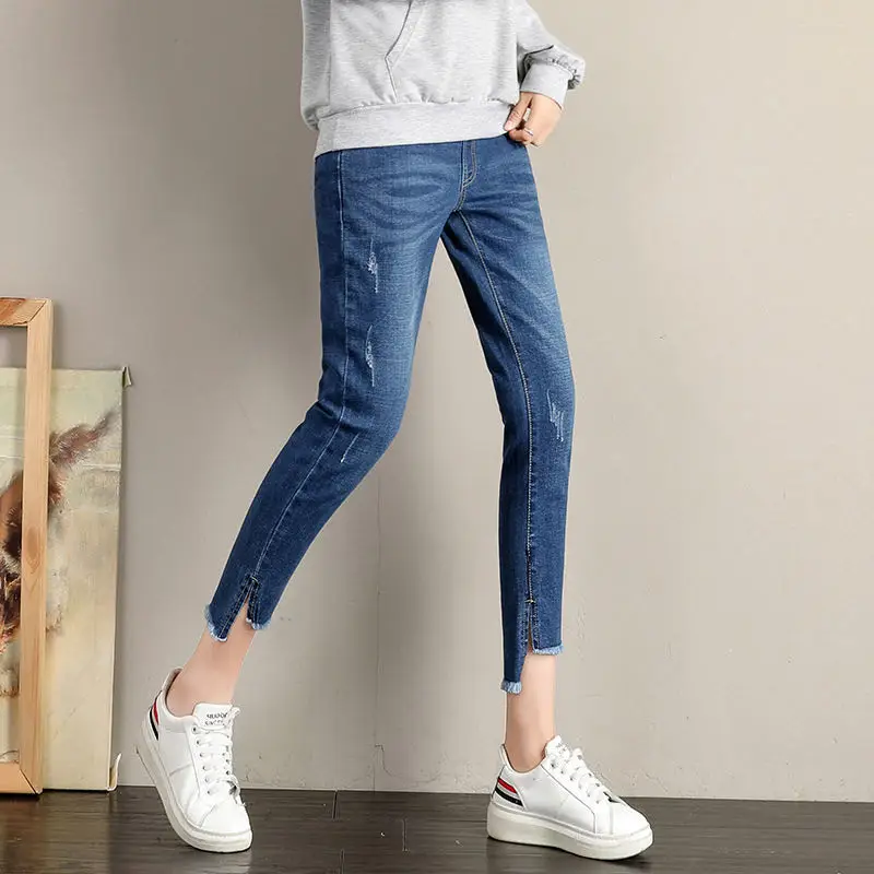 

Belly Pants Jeans Clothes New Spring And Summer Size Nine Pregnant Women Maternity Cotton Models Adjustable Is Natural Color