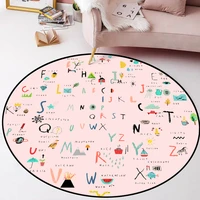 pink carpet cute abstract art letter pattern round rugs modern design early learning alphabet carpets home girls room crawl mat