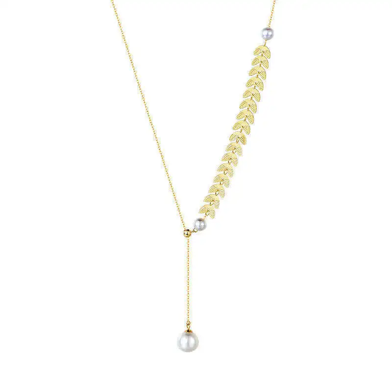 

LSY NONE Золотой пшеничный Колос женские жемчужные Цепочки и ожерелья ход золото темперамент ожерелье-чокер с кулоном цепи ювелирные изделия Д...